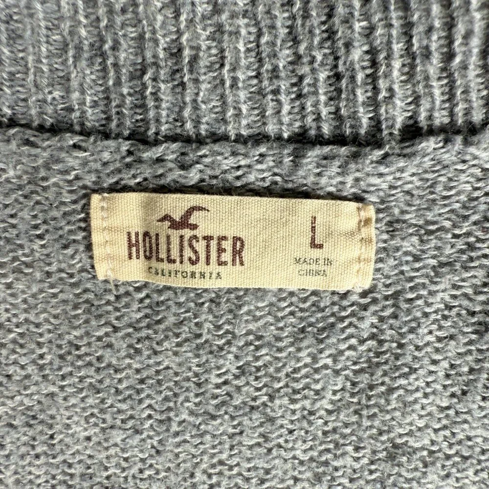 Hollister Gray Diamond Western Small Cardigan Button Knit‎ Sweater - Pockets